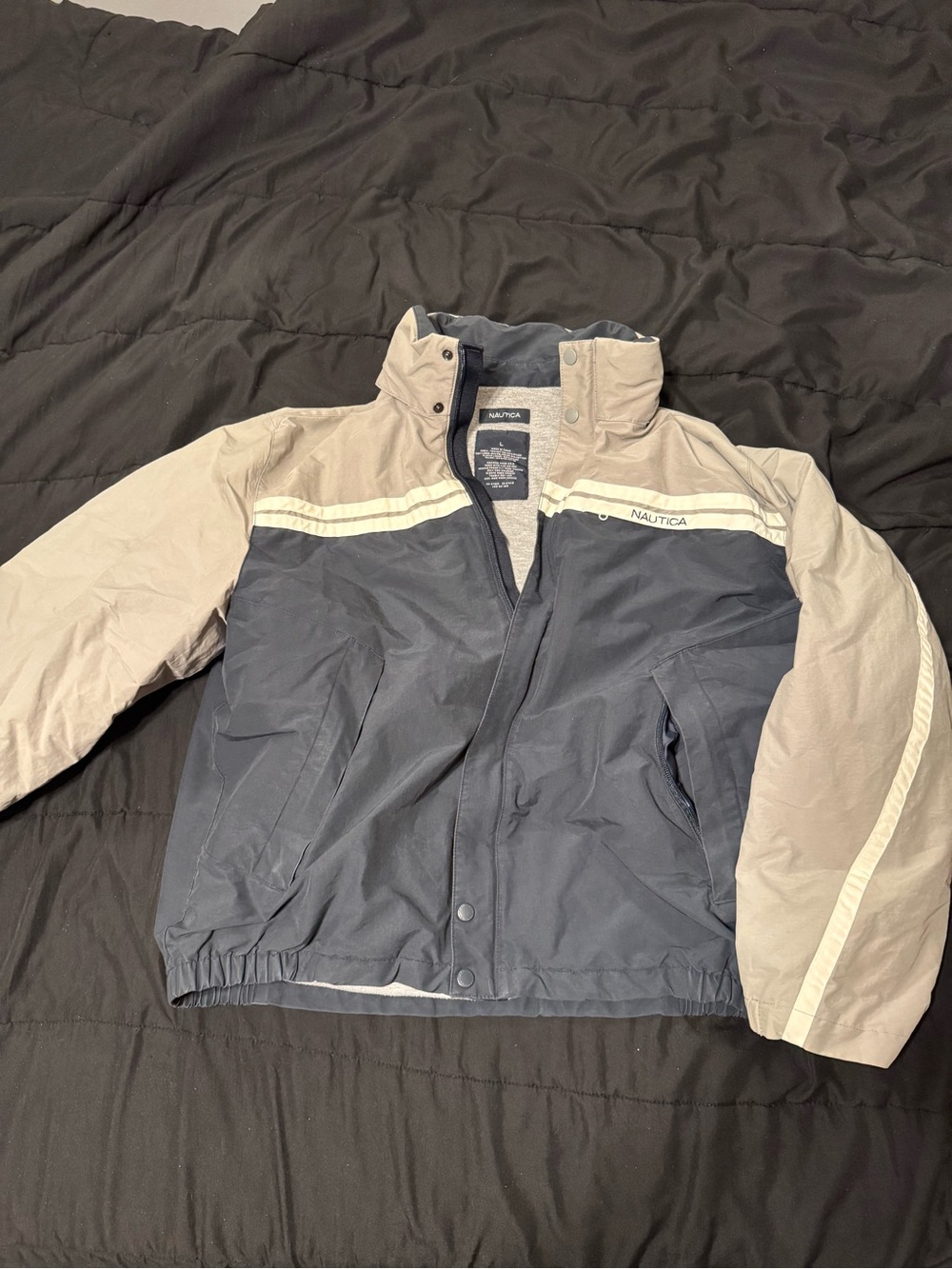 Nautica Two-Tone Navy and Beige Puffer Jacket